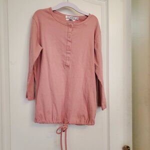Jay Basics pink casual long sleeve drawstring henley sz M